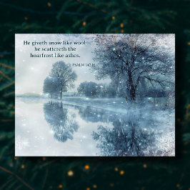Cartes Pour Fêtes Annuelles Psaumes Verse Snowy Trees Frozen Pond Noël