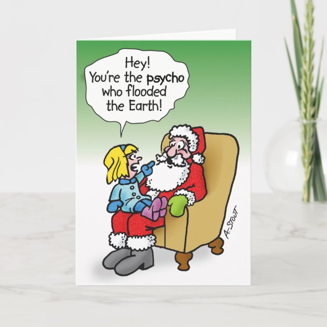 CARTES POUR FÊTES ANNUELLES PSYCHO PÈRE NOËL - (Devant)