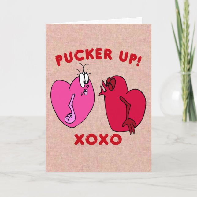 Cartes Pour Fêtes Annuelles Pucker Up Valentine Hearts Card (Devant)