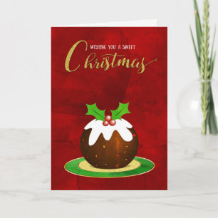 Cartes Pour Fêtes Annuelles Pudding de Noël Sweet Noël Arrière - plan rouge