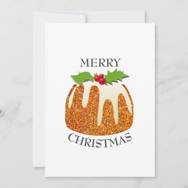 Cartes Pour Fêtes Annuelles Pudding festif avec PARTIES SCINTILLANT orange Noë (Devant)