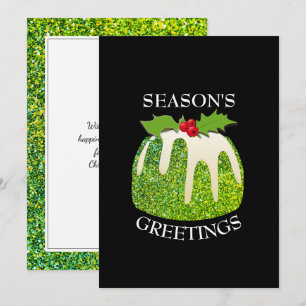 Cartes Pour Fêtes Annuelles Pudding Festif moderne vert PARTIES SCINTILLANT