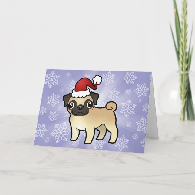 Cartes Pour Fêtes Annuelles Pug de Christmas (Devant)