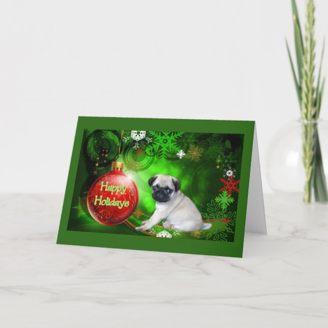 Cartes Pour Fêtes Annuelles Pug puppy (Devant)