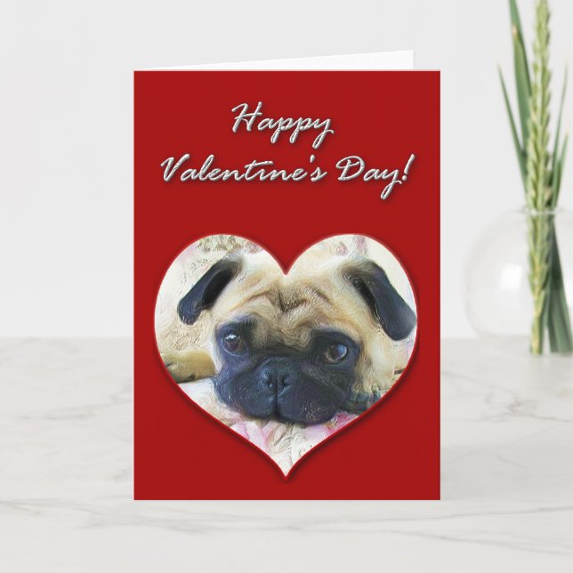 Cartes Pour Fêtes Annuelles Pug Valentines (Devant)