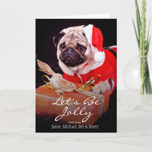 Cartes Pour Fêtes Annuelles Pug wearing a Santa (Devant)