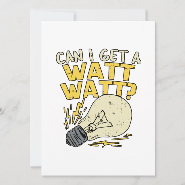 Cartes Pour Fêtes Annuelles Puis-Je Obtenir Un Watt ? Cadeau électrique (Devant)