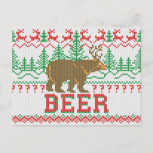 Cartes Pour Fêtes Annuelles Puissant Bear Deer Bière Noël Jumper Knit Style