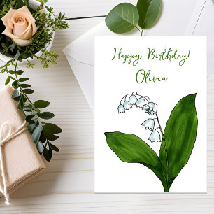 Cartes Pour Fêtes Annuelles Puisse fleur de naissance Lys de la vallée Minimal
