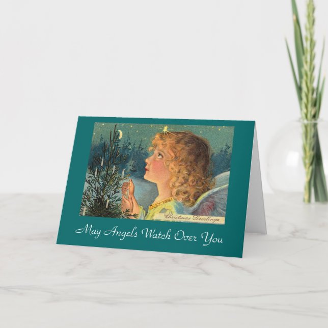 Cartes Pour Fêtes Annuelles Puissent Les Anges Vous Surveiller (Devant)