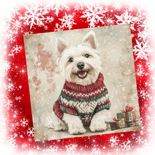 Cartes Pour Fêtes Annuelles Pull Westie de Noël