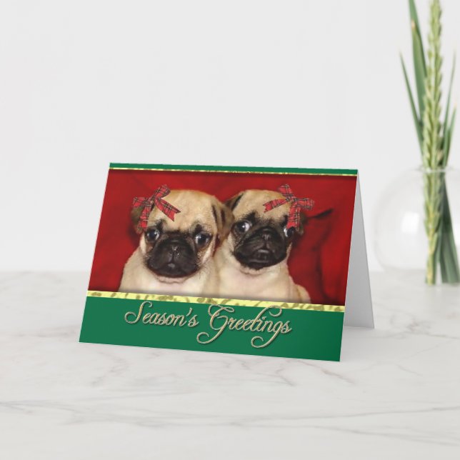 Cartes Pour Fêtes Annuelles Puppies de Christmas (Devant)