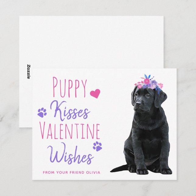 Cartes Pour Fêtes Annuelles Puppy Kisses Salle de classe Enfants Valentines Da (Devant / Derrière)