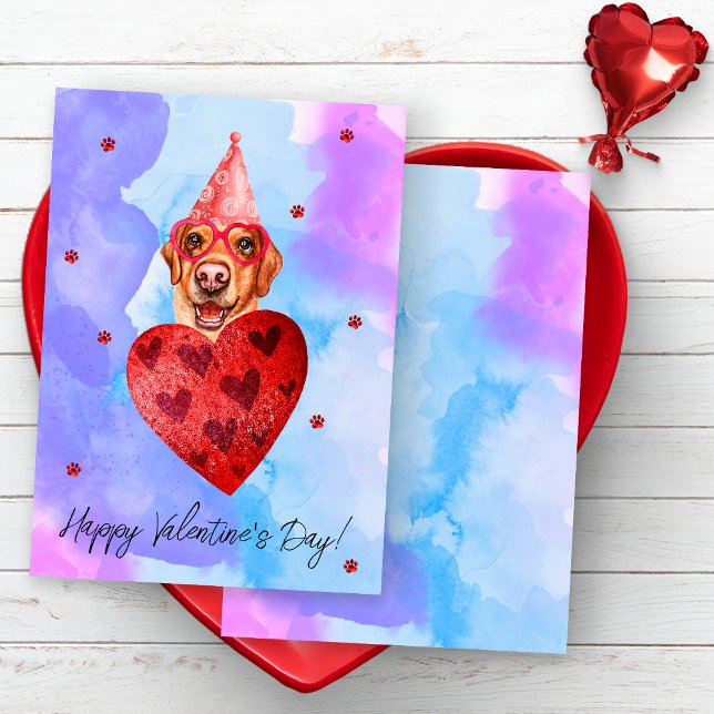 Cartes Pour Fêtes Annuelles Purple Blue Labrador Valentine's Day Cadeau chien (Créateur téléchargé)