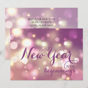 Cartes Pour Fêtes Annuelles Purple et or Bonne année de voeux