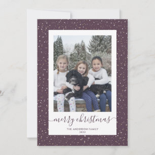 Cartes Pour Fêtes Annuelles Purple Gold Snowy Photo Merry Christmas Cards