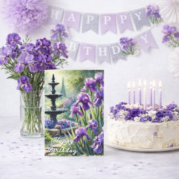 Cartes Pour Fêtes Annuelles Purple Irises Joyeux voeux d'anniversaire ou print