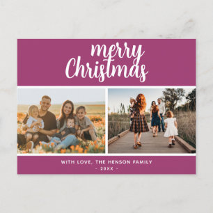 Cartes Pour Fêtes Annuelles Purple Joyeux Noël Famille 2 Photo