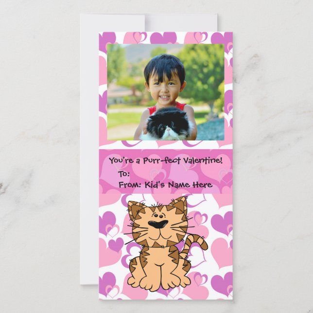 Cartes Pour Fêtes Annuelles Purr-fect Chat Personnalisé Fille Enfants Valentin (Devant)
