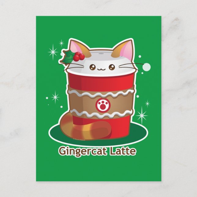 Cartes Pour Fêtes Annuelles Purrista Pawfee : Café Ginger Cat de Noël (Devant)