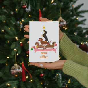 Cartes Pour Fêtes Annuelles Pyramide de Dachshund Arbre de Noël Ornements Noël