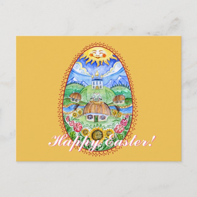 Cartes Pour Fêtes Annuelles Pysanka watercolor art - Happy Easter (Devant)