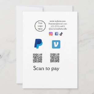 Cartes Pour Fêtes Annuelles Q R code PayPal venmo scanner payer ajouter médias