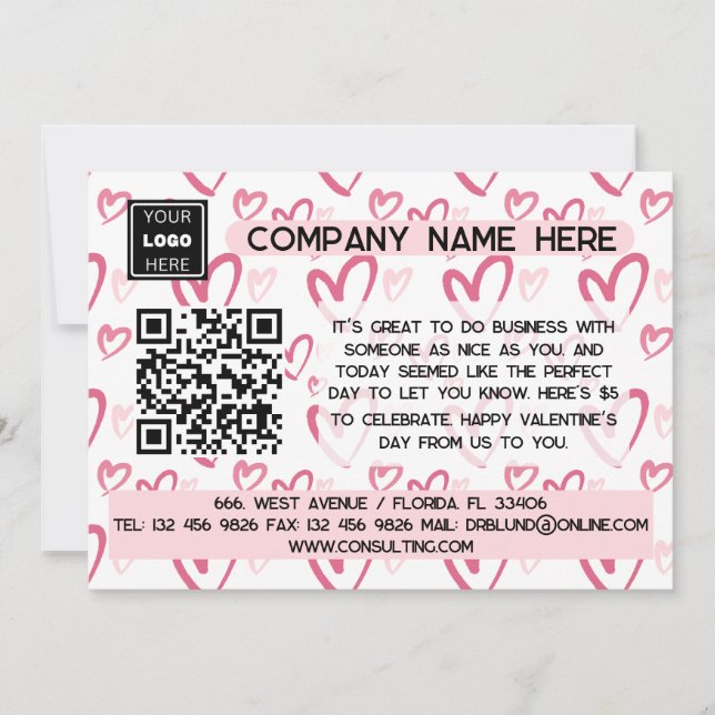 Cartes Pour Fêtes Annuelles QR Code Valentine cadeau client (Devant)