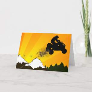 Cartes Pour Fêtes Annuelles quads. coucher de soleil orange.