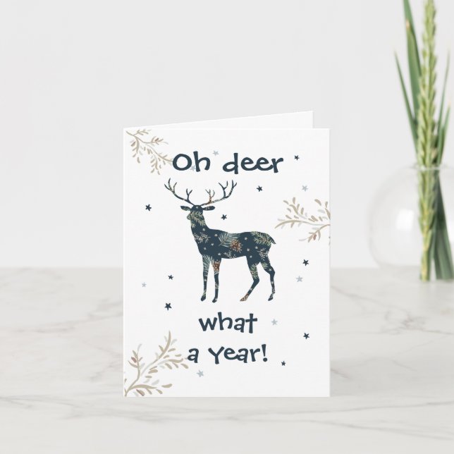Cartes Pour Fêtes Annuelles Quarantine 2020 Noël Oh Deer Quel An (Devant)