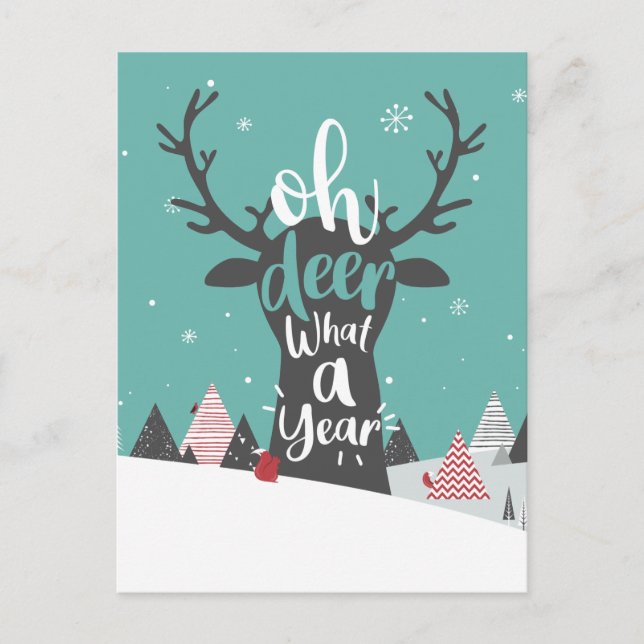 Cartes Pour Fêtes Annuelles Quarantine 2020 Oh Deer Quel An Noël (Devant)