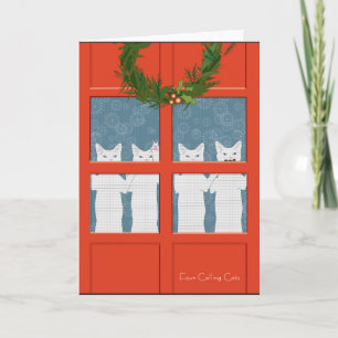 Cartes Pour Fêtes Annuelles Quatre chats appelants… Vacances