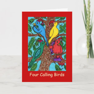 Cartes Pour Fêtes Annuelles Quatre oiseaux appelant