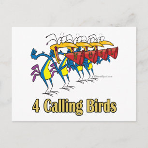 Cartes Pour Fêtes Annuelles quatre oiseaux appelant 4e jour de noël