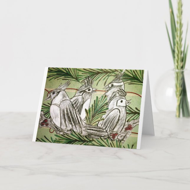 Cartes Pour Fêtes Annuelles Quatre oiseaux appelants (Devant)