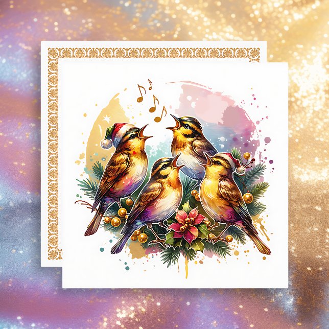 Cartes Pour Fêtes Annuelles Quatre Oiseaux | Douze jours de Noël (Créateur téléchargé)