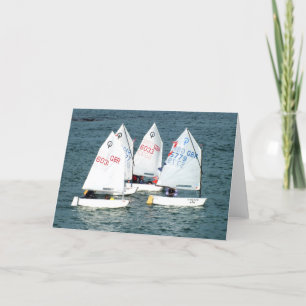 Cartes Pour Fêtes Annuelles Quatre voiliers Optimist