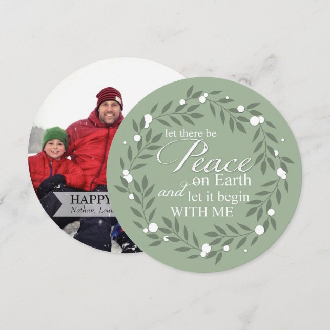 Cartes Pour Fêtes Annuelles Que la paix soit sur terre Photo personnalisée (Devant / Derrière)