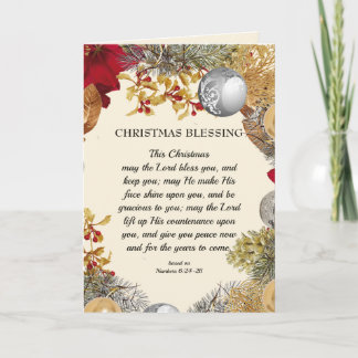 Cartes Pour Fêtes Annuelles QUE LE SEIGNEUR VOUS BÉNISSE | Couronne de Noël
