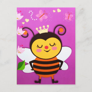 Cartes Pour Fêtes Annuelles Queen Happy Little Honey Bee Flowers Papillon