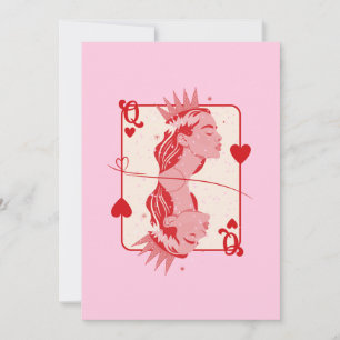 Cartes Pour Fêtes Annuelles Queen of Hearts Red and Pink Preppy Art