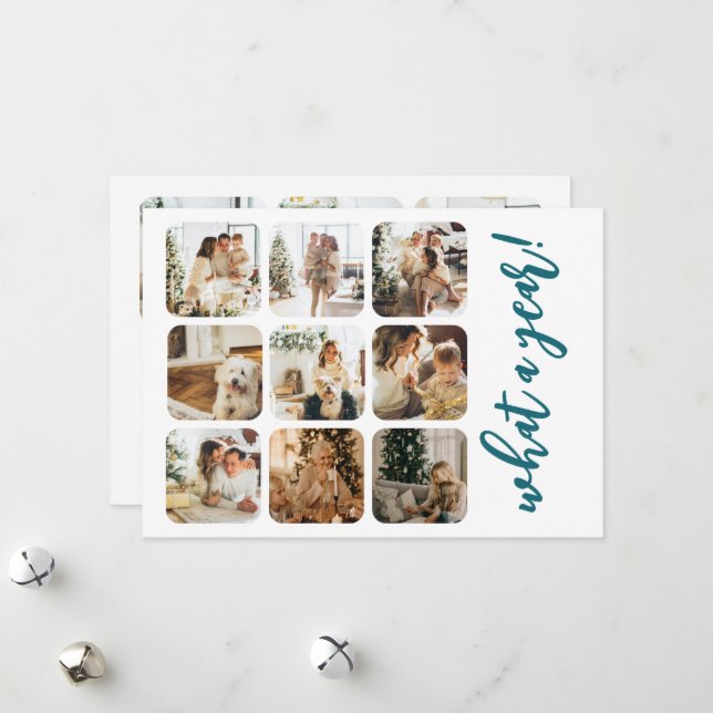 Cartes Pour Fêtes Annuelles Quel an 12 photo et texte personnalisé (Devant/Arrière en situation)