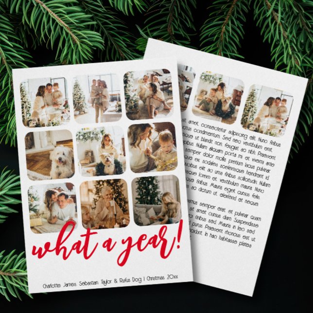 Cartes Pour Fêtes Annuelles Quel an 12 photo et texte personnalisé (What a Year 12 Photo and Text Personalized Holiday Cards by Ricaso. Make your own Christmas cards)