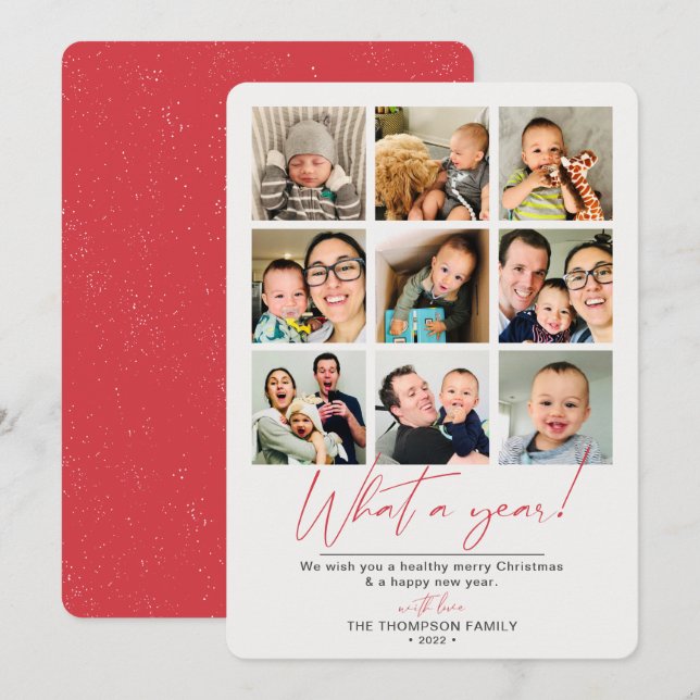 Cartes Pour Fêtes Annuelles Quel an de photo rouge collage (Devant / Derrière)
