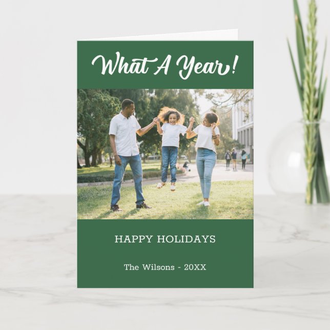 Cartes Pour Fêtes Annuelles Quel An Moderne 2 Photo Vert (Devant)