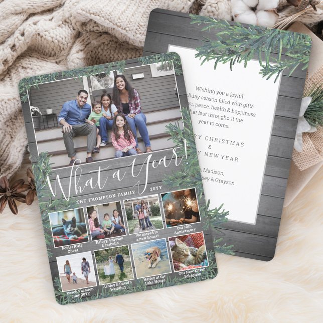 Cartes Pour Fêtes Annuelles Quelle année ! 9 Photo Noël Vert et Bois (Créateur téléchargé)
