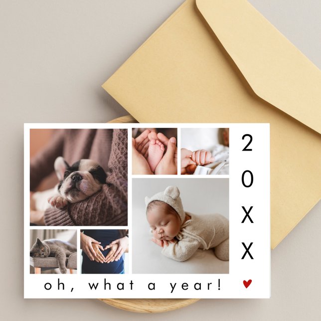 Cartes Pour Fêtes Annuelles Quelle année ! Collage de 6 photos moderne simple (Créateur téléchargé)
