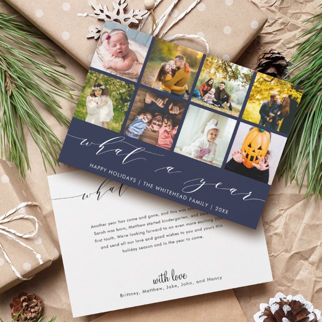 Cartes Pour Fêtes Annuelles Quelle année | Collage photo Navy Happy Holidays (Créateur téléchargé)
