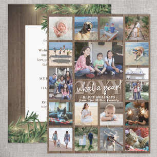 Cartes Pour Fêtes Annuelles Quelle année ! Collage photo surdimensionné Bois e