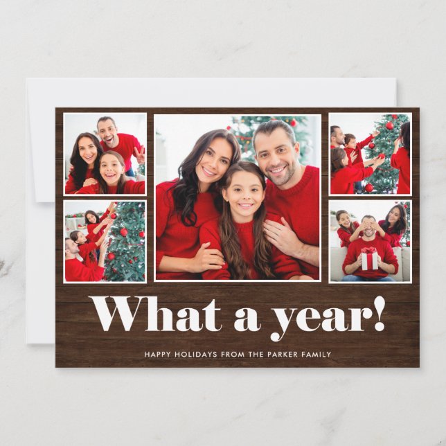 Cartes Pour Fêtes Annuelles Quelle année | Grille de photos rustique de vacanc (Devant)